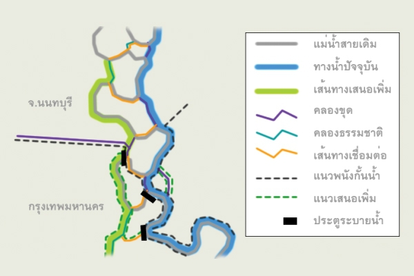 A map depicting a network of canals in Greater Bangkok