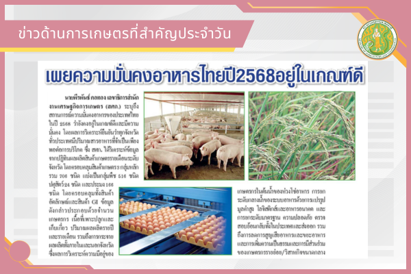 สรุปข่าวด้านการเกษตรที่สำคัญประจำวันที่ 10 มีนาคม 2569