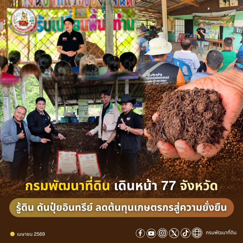 กรมพัฒนาที่ดินเดินหน้า77จังหวัดรู้ดิน